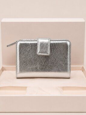 Sergio Rossi Metallic Silver Leather Wallet